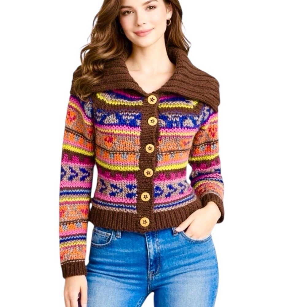 NWT Chelsea & Violet Chunky Boho Cardigan Sweater Size XS